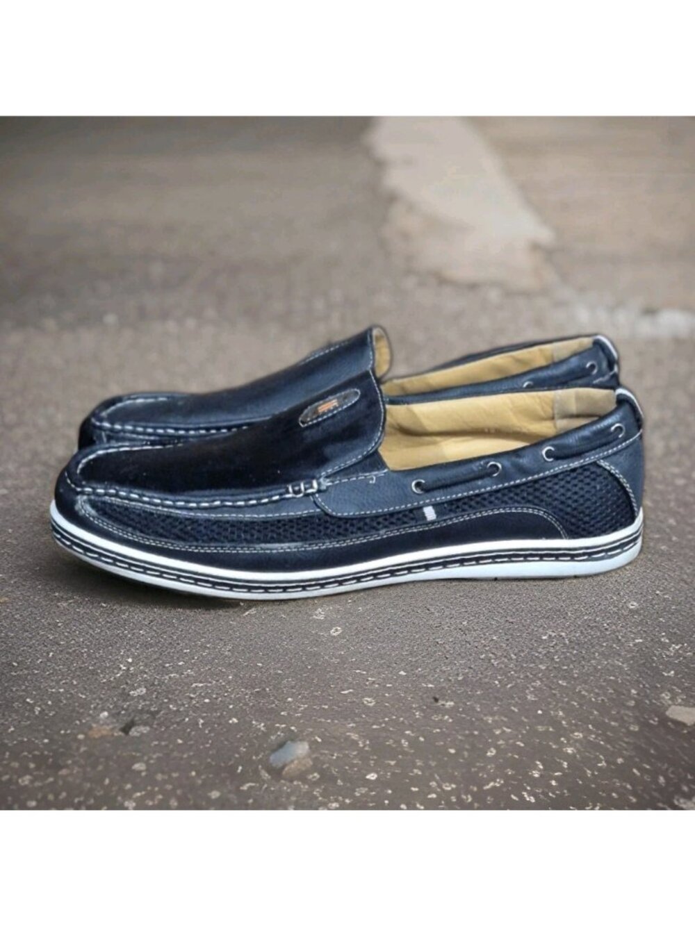 Brix Dacio Navy Blue Slip on Casual Loafers Boat Shoes Men's Size 13